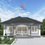 แบบบ้านชั้นเดียวสไตล์คอนเทมโพรารี ผลงานรับสร้างบ้านโดย ธนเสฏฐ์ เจริญทรัพย์