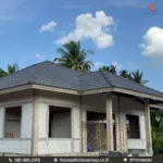 ภาพรวมโครงสร้างบ้านชั้นเดียวสไตล์คอนเทมโพรารี หน้างานขุขันธ์ ศรีสะเกษ